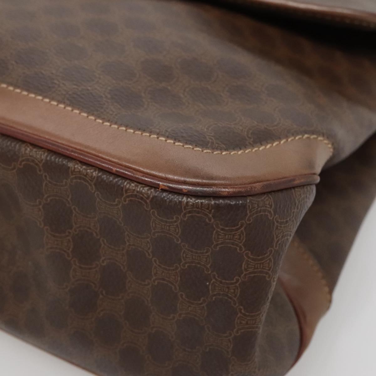 CELINE Macadam Canvas Hand Bag PVC Leather Brown Gold Auth 135077