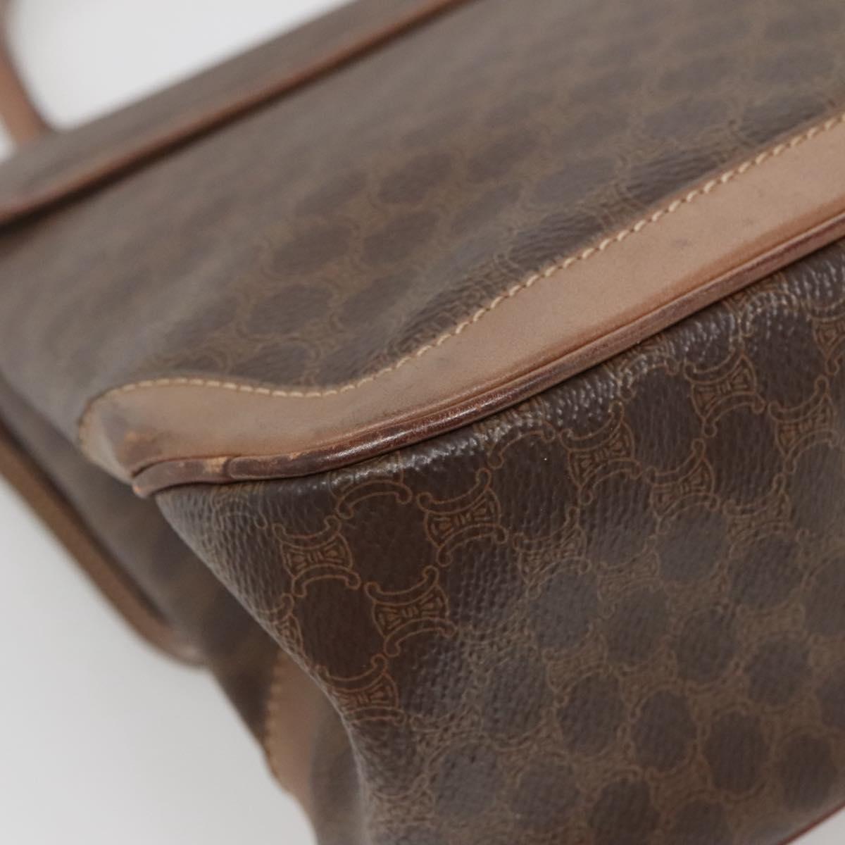 CELINE Macadam Canvas Hand Bag PVC Leather Brown Gold Auth 135077