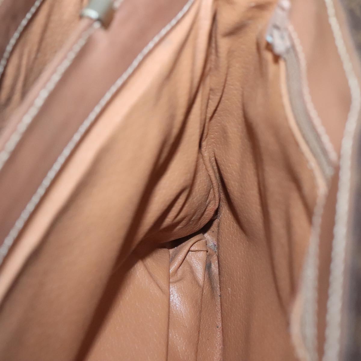 CELINE Macadam Canvas Hand Bag PVC Leather Brown Gold Auth 135077