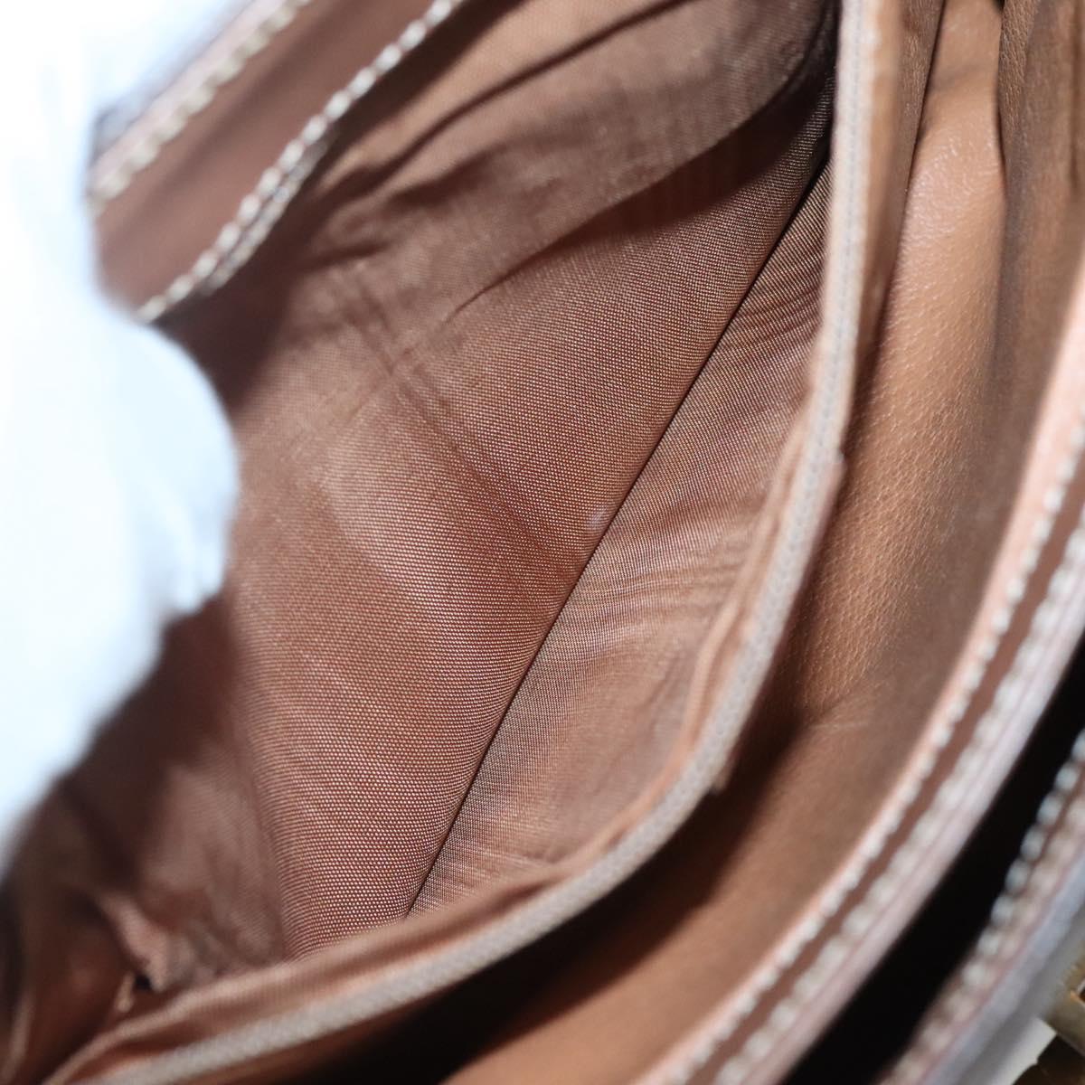 CELINE Macadam Canvas Hand Bag PVC Leather Brown Gold Auth 135077