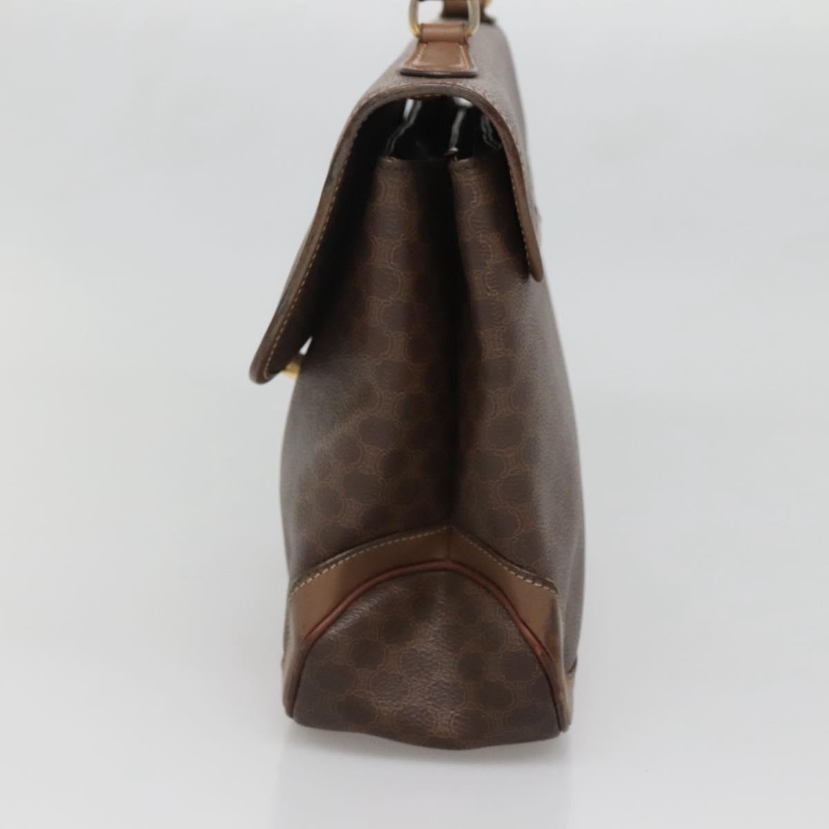 CELINE Macadam Canvas Hand Bag PVC Leather Brown Gold Auth 135077