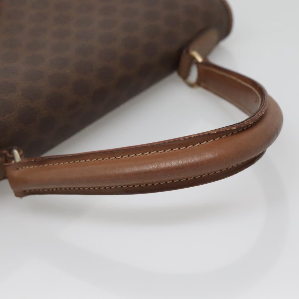 CELINE Macadam Canvas Hand Bag PVC Leather Brown Gold Auth 135077