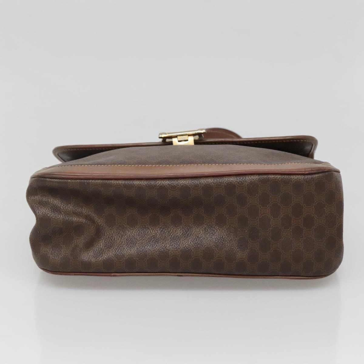 CELINE Macadam Canvas Hand Bag PVC Leather Brown Gold Auth 135077