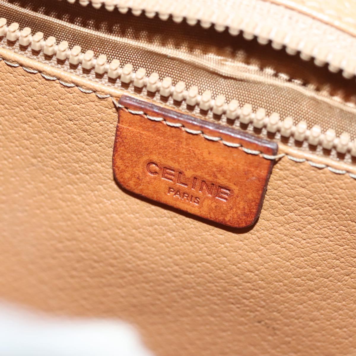 CELINE Macadam Canvas Shoulder Bag PVC Beige Gold Auth 135080