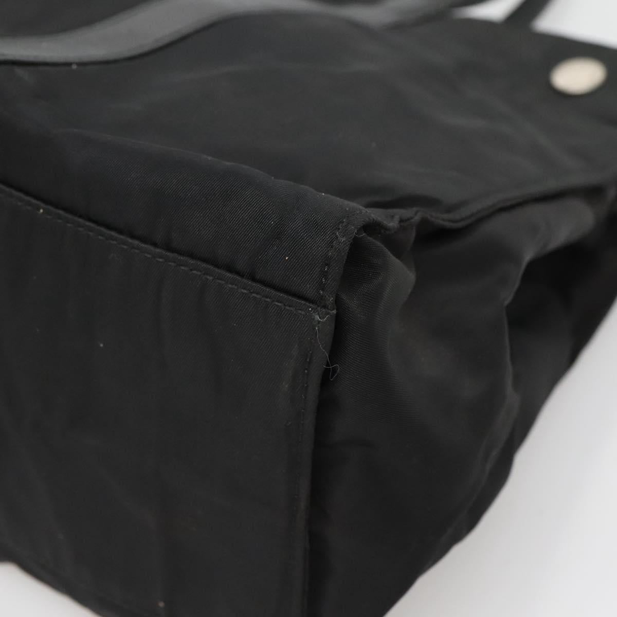 PRADA Hand Bag Nylon Black Silver Auth 135087