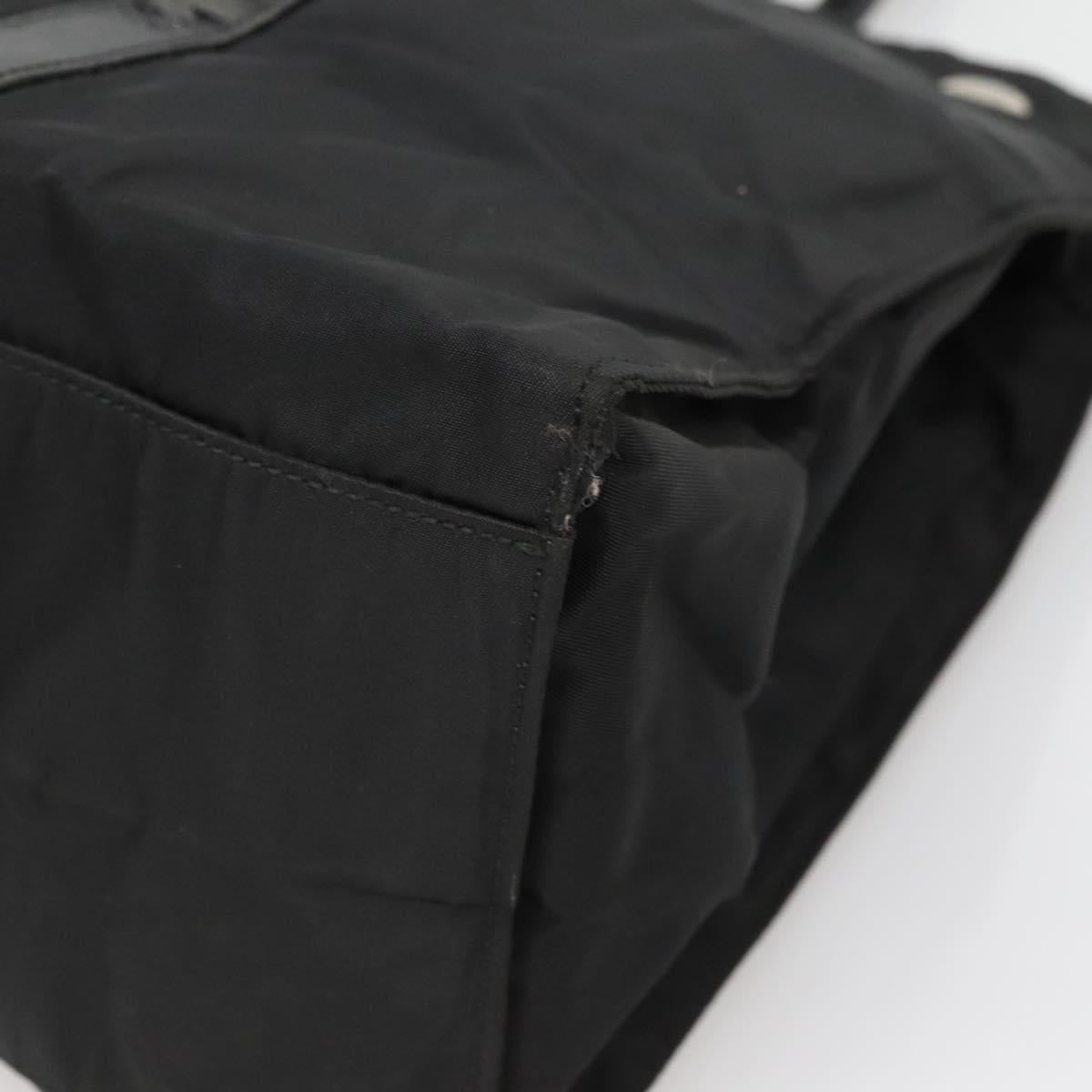 PRADA Hand Bag Nylon Black Silver Auth 135087