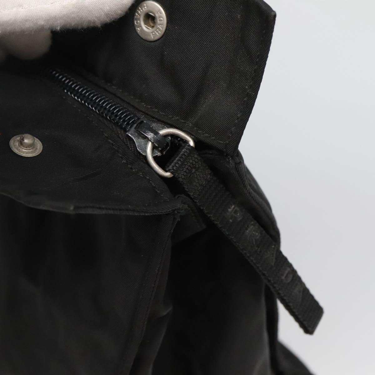 PRADA Hand Bag Nylon Black Silver Auth 135087