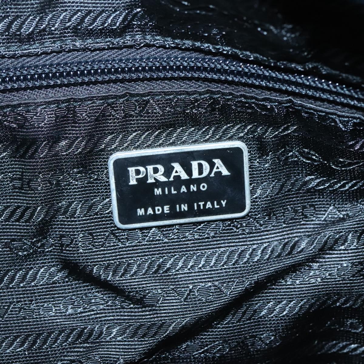 PRADA Hand Bag Nylon Black Silver Auth 135087