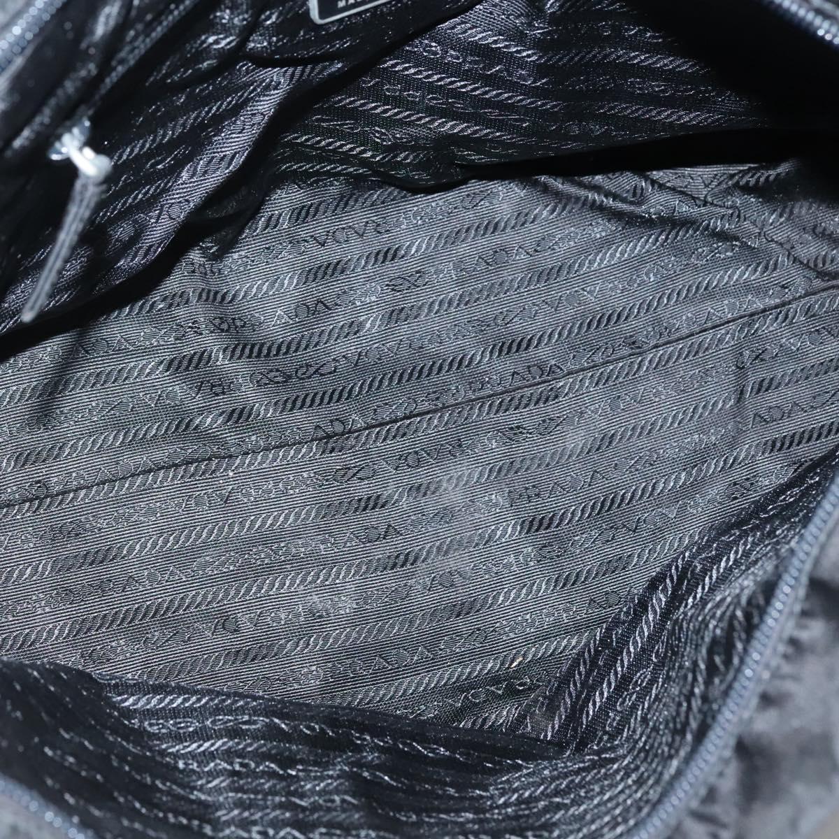 PRADA Hand Bag Nylon Black Silver Auth 135087