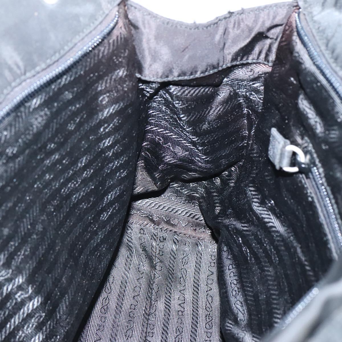 PRADA Hand Bag Nylon Black Silver Auth 135087