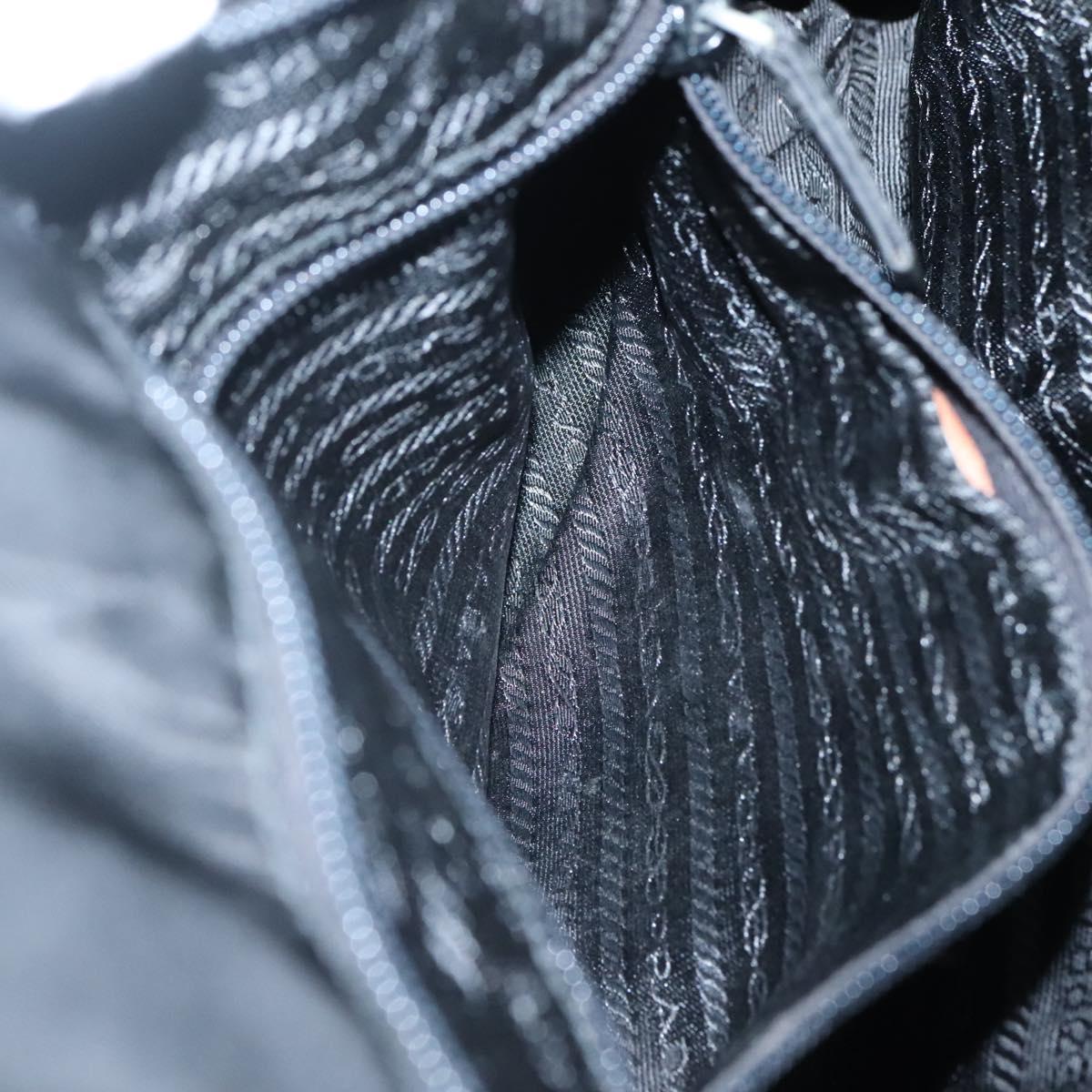 PRADA Hand Bag Nylon Black Silver Auth 135087