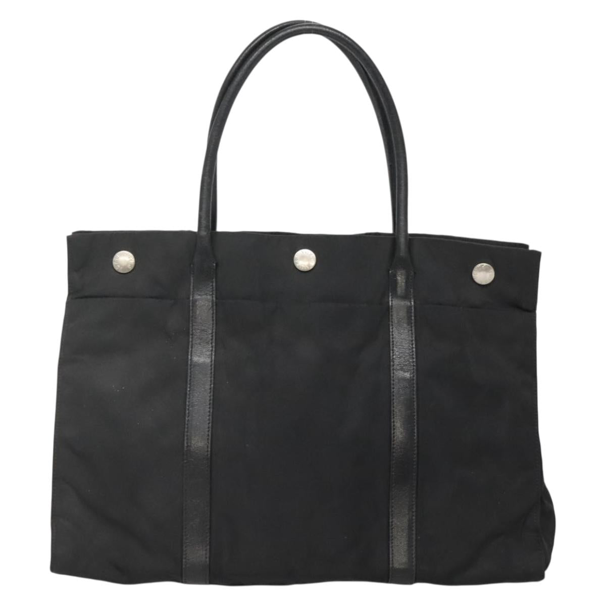 PRADA Hand Bag Nylon Black Silver Auth 135087