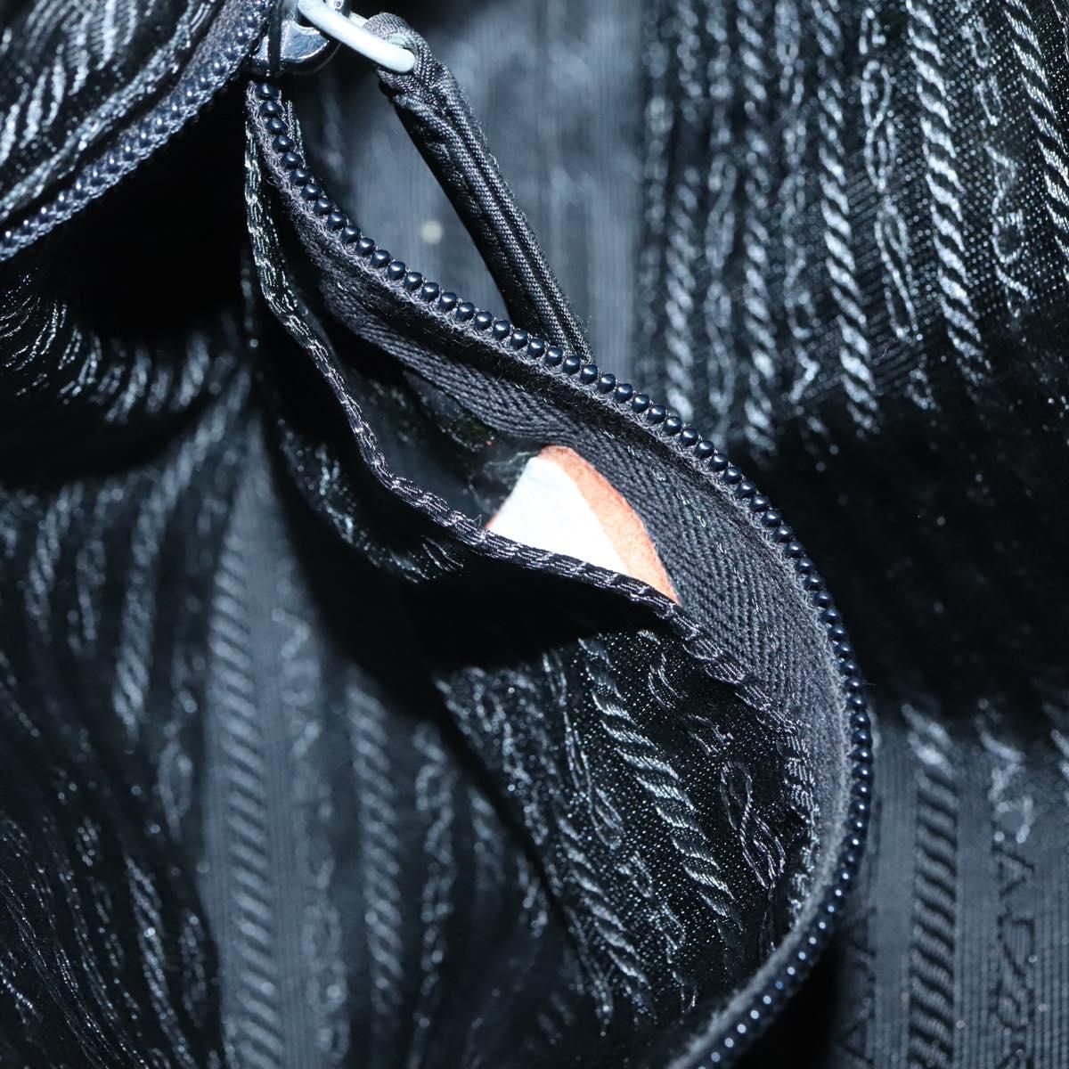 PRADA Hand Bag Nylon Black Silver Auth 135087
