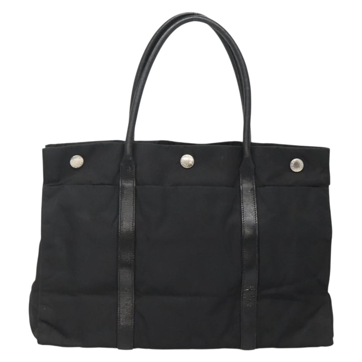 PRADA Hand Bag Nylon Black Silver Auth 135087