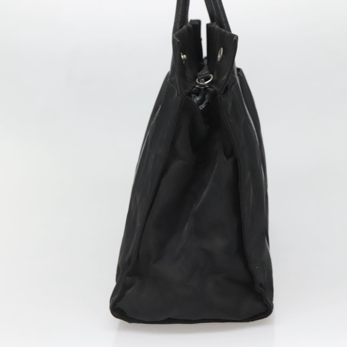 PRADA Hand Bag Nylon Black Silver Auth 135087