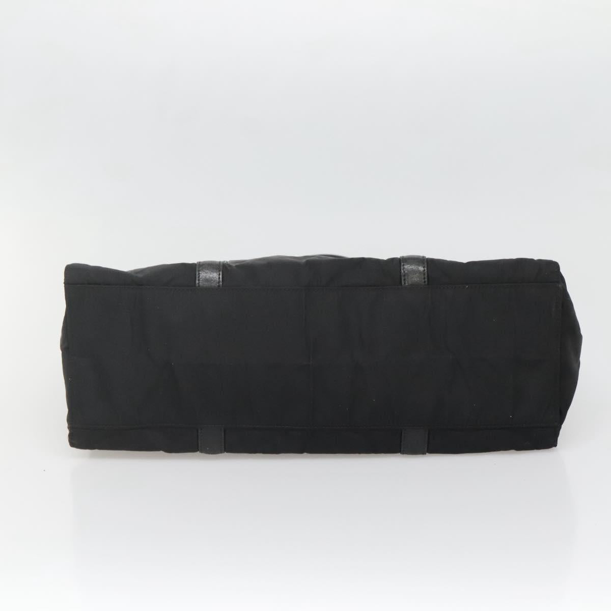 PRADA Hand Bag Nylon Black Silver Auth 135087
