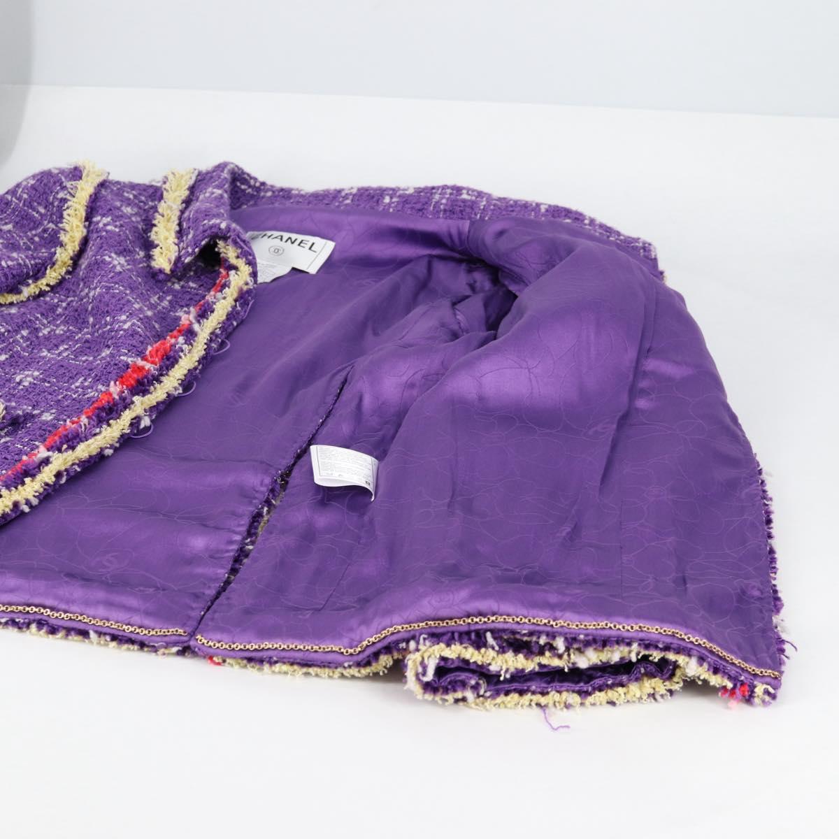 CHANEL Jacket Size 36 Jacket Tweed 34 Purple CC Auth 135090A