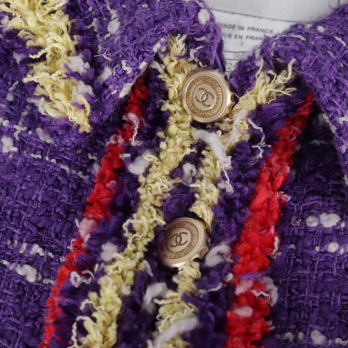 CHANEL Jacket Size 36 Jacket Tweed 34 Purple CC Auth 135090SM