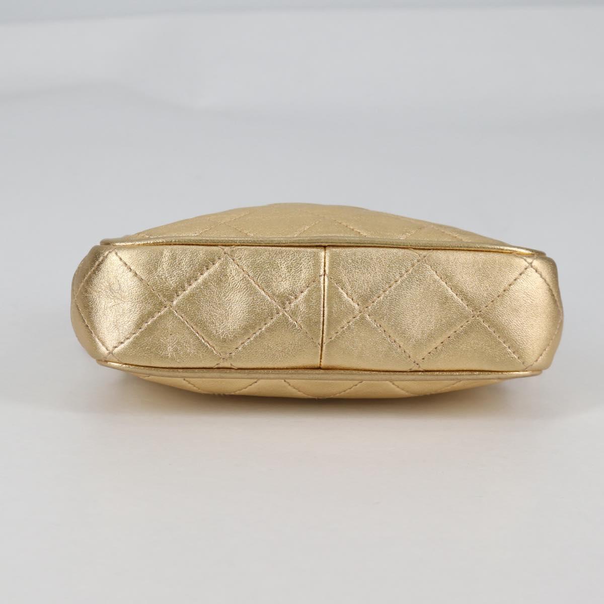 CHANEL Chain Shoulder Bag Lamb Skin Gold Tone CC Auth 135116A