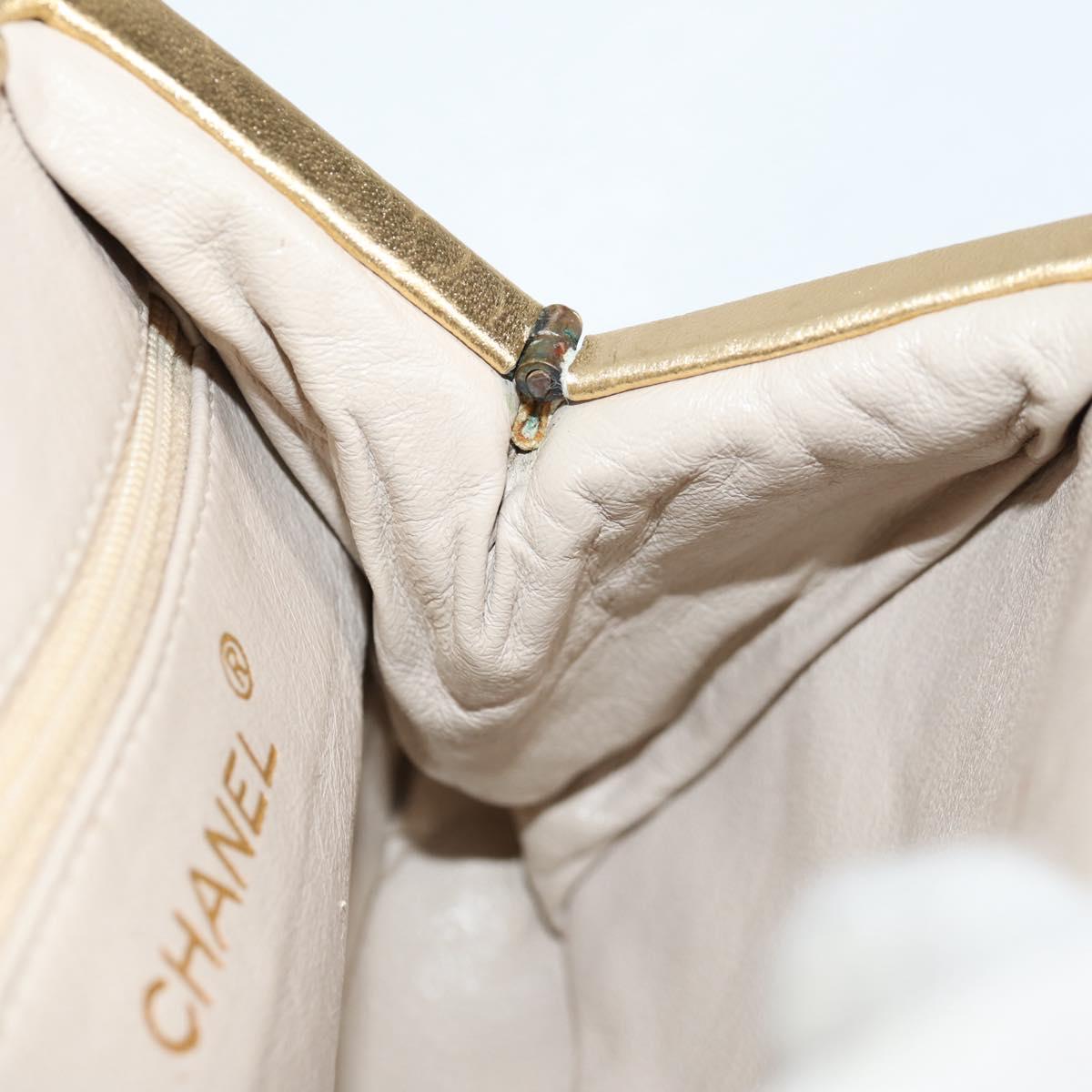 CHANEL Chain Shoulder Bag Lamb Skin Gold Tone CC Auth 135116SM
