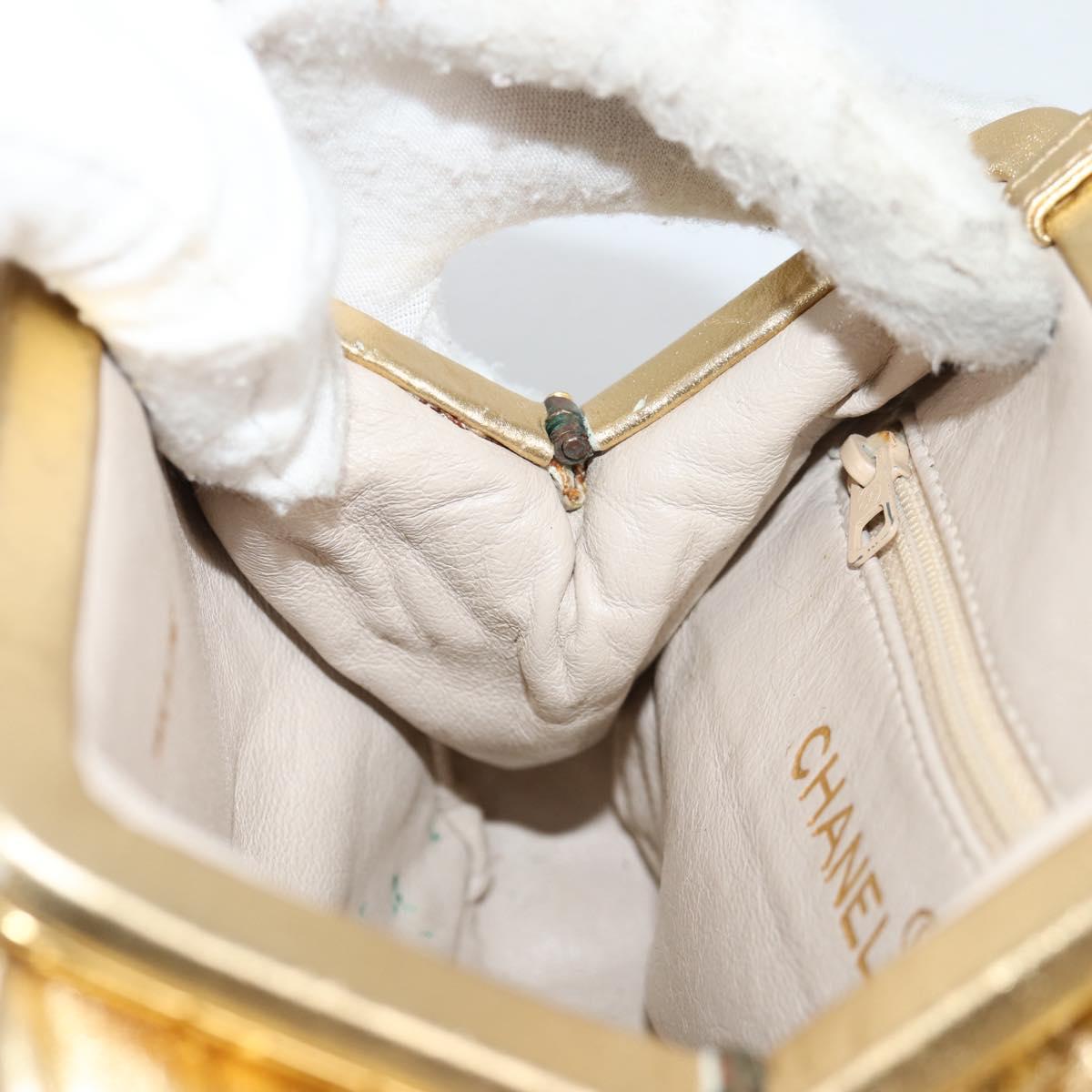 CHANEL Chain Shoulder Bag Lamb Skin Gold Tone CC Auth 135116A