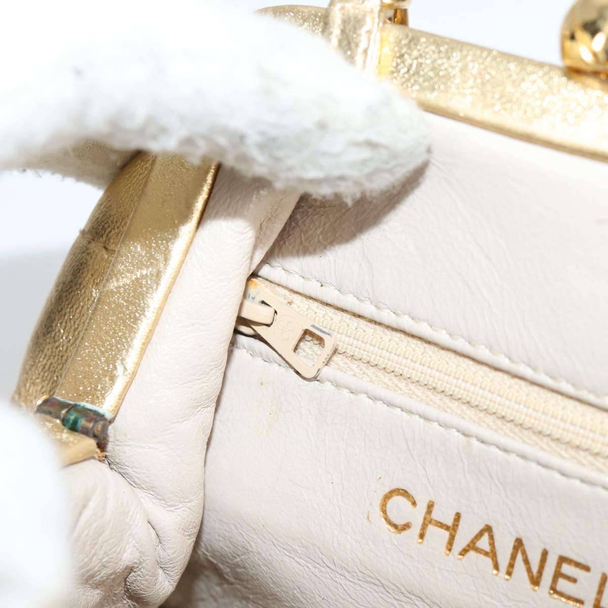 CHANEL Chain Shoulder Bag Lamb Skin Gold Tone CC Auth 135116SM