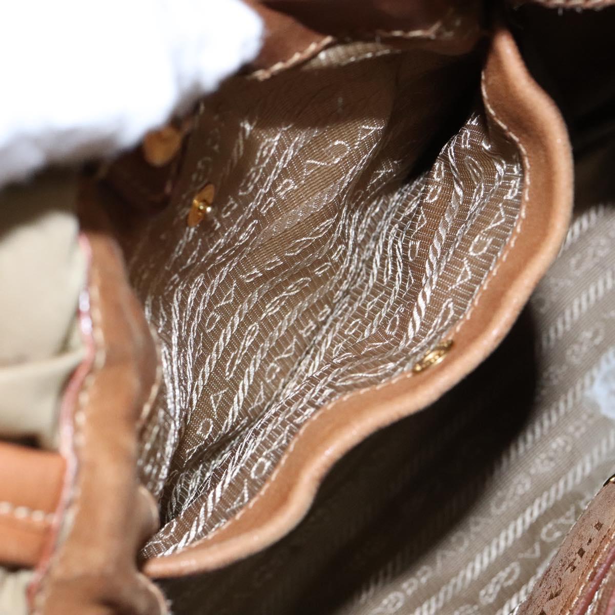 PRADA Hand Bag Nylon Beige Gold Auth 135148