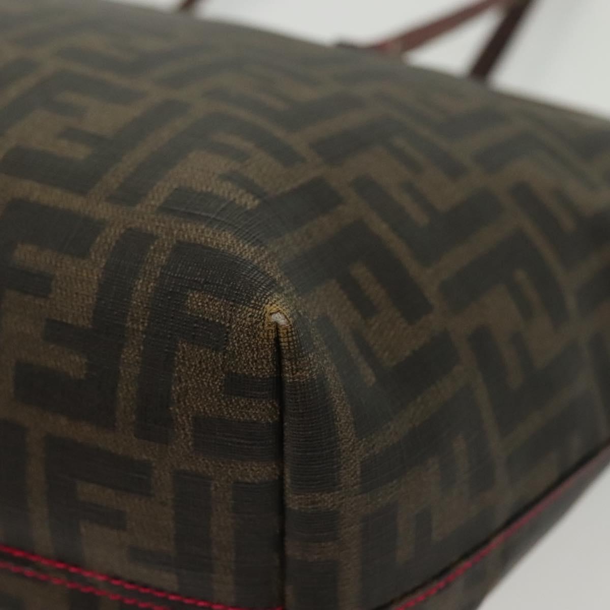 FENDI Zucca Canvas Tote Bag Black Brown Auth 135155
