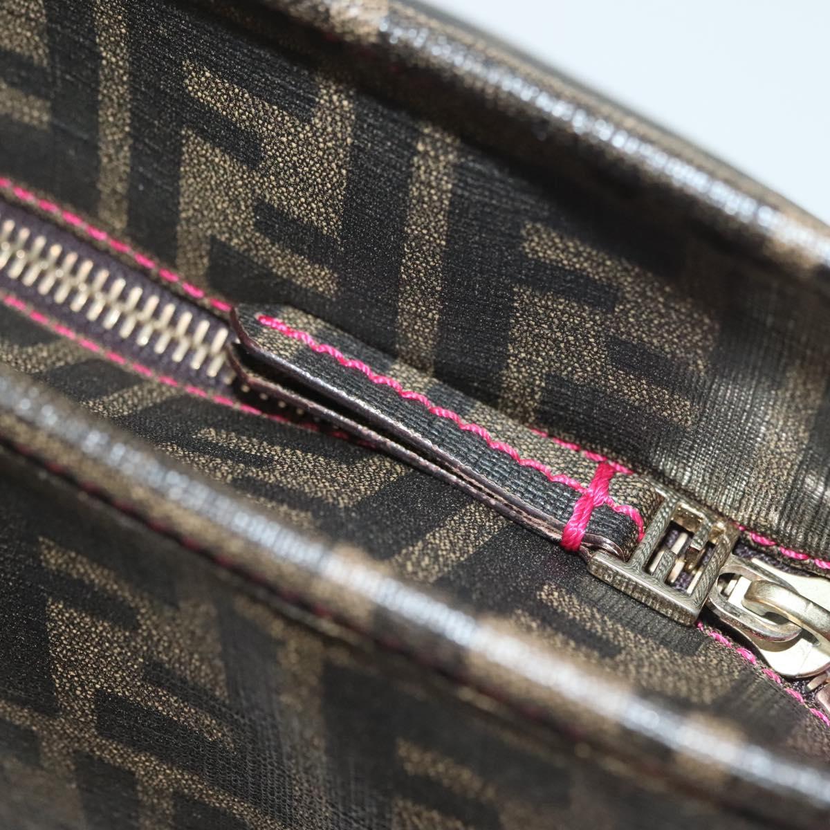 FENDI Zucca Canvas Tote Bag Black Brown Auth 135155