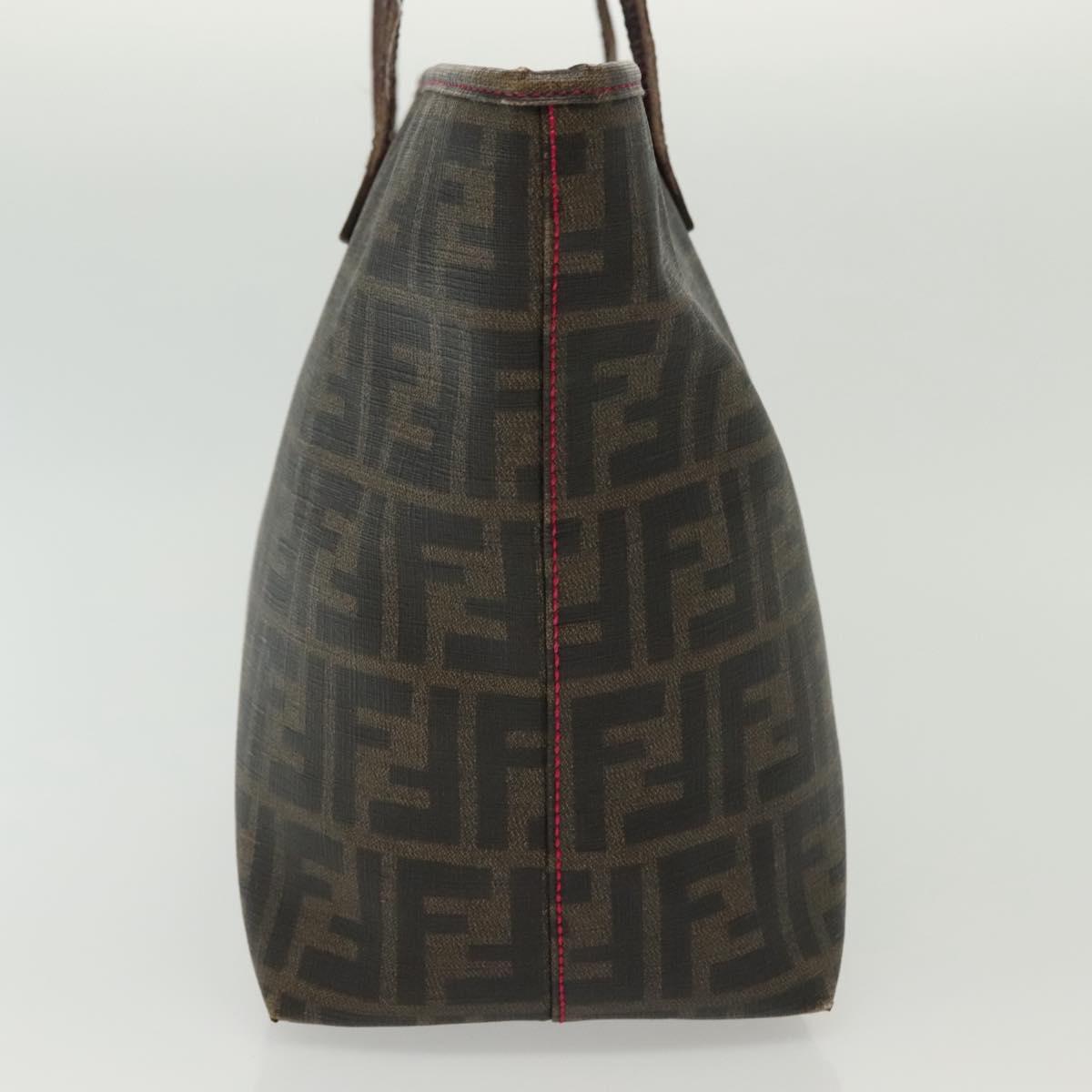 FENDI Zucca Canvas Tote Bag Black Brown Auth 135155