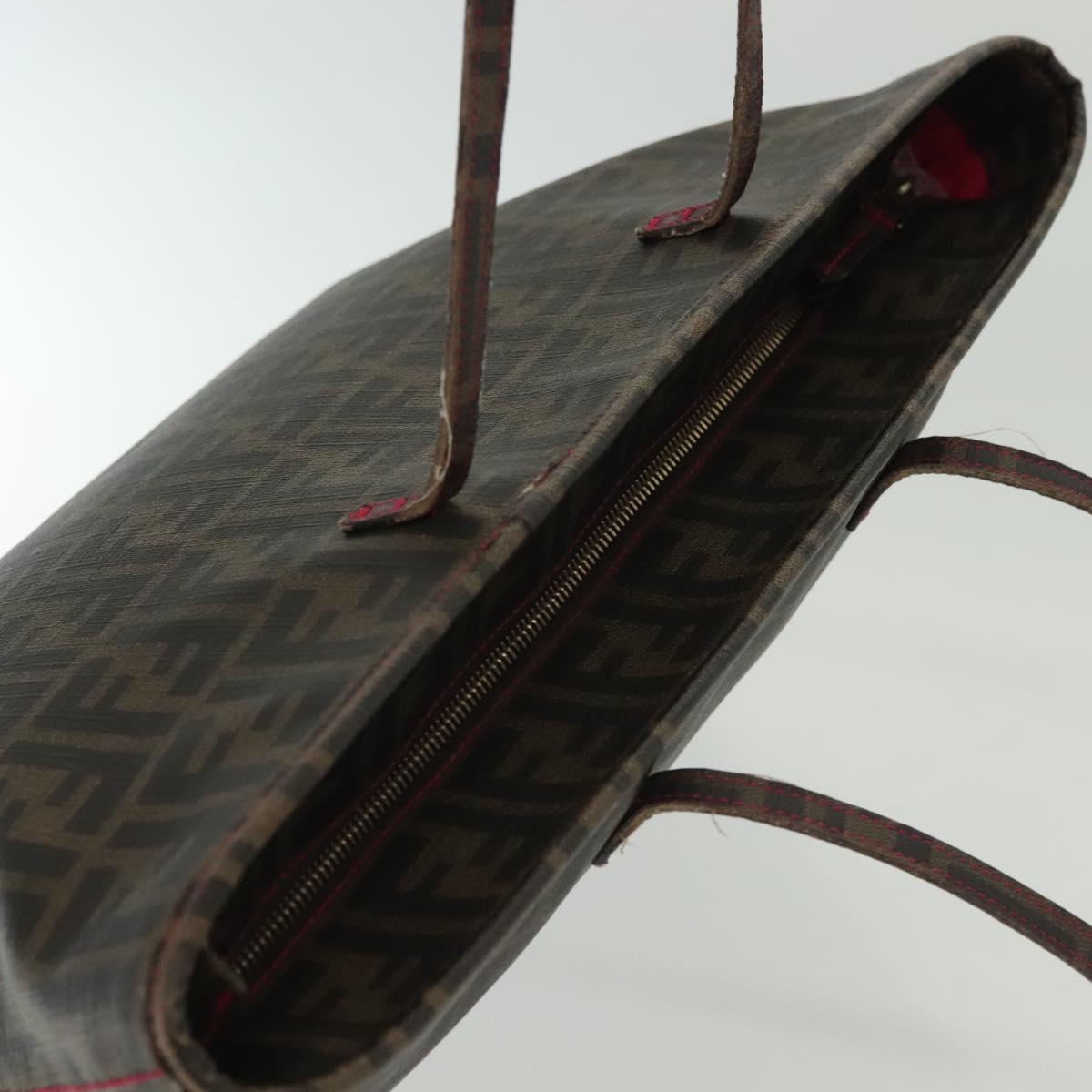 FENDI Zucca Canvas Tote Bag Black Brown Auth 135155