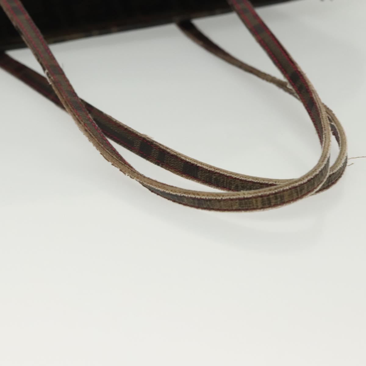 FENDI Zucca Canvas Tote Bag Black Brown Auth 135155