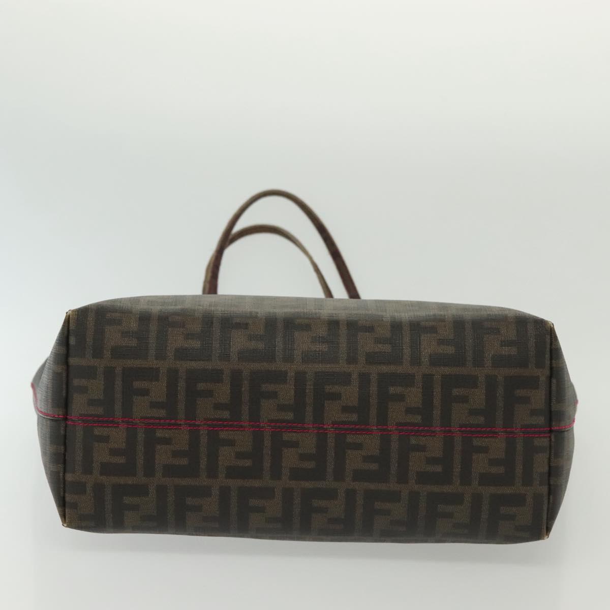 FENDI Zucca Canvas Tote Bag Black Brown Auth 135155