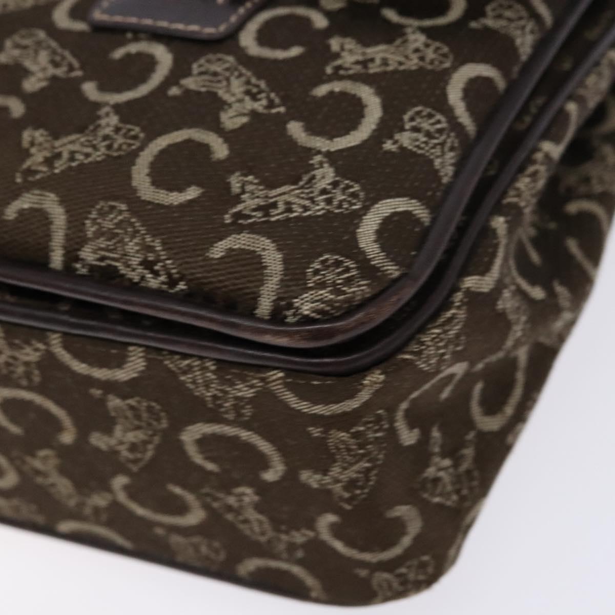 CELINE C Macadam Canvas Hand Bag Brown Gold Auth 135161