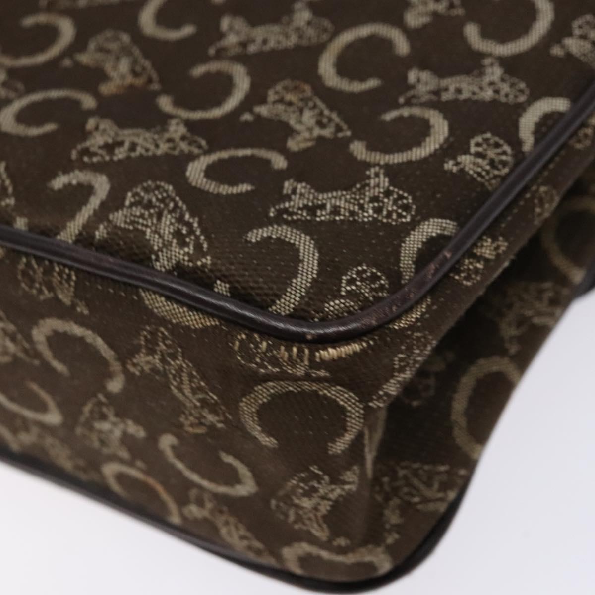 CELINE C Macadam Canvas Hand Bag Brown Gold Auth 135161