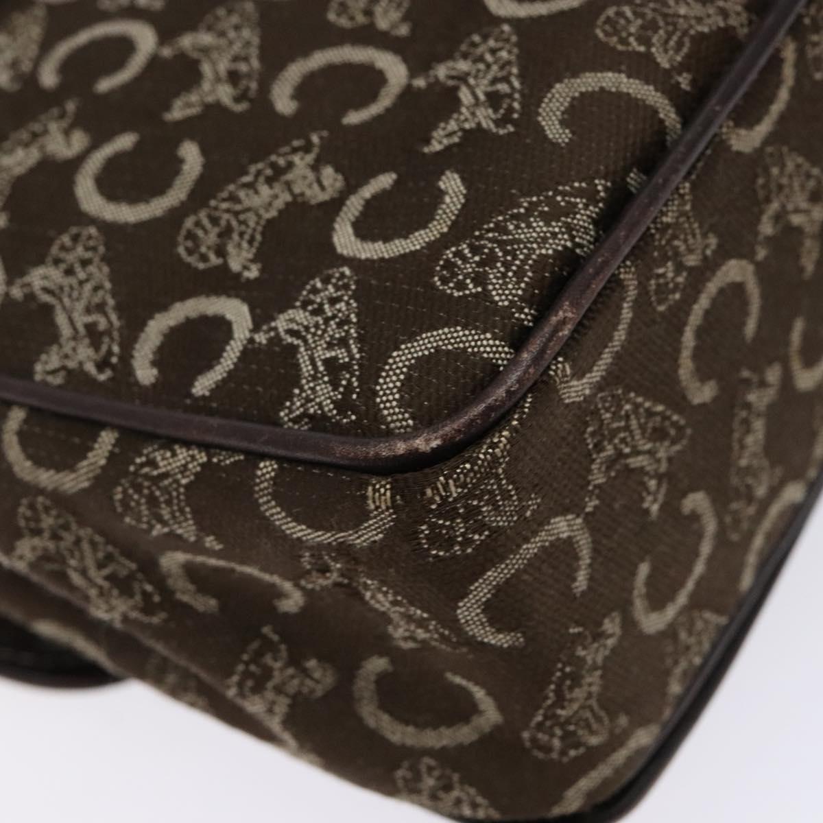 CELINE C Macadam Canvas Hand Bag Brown Gold Auth 135161