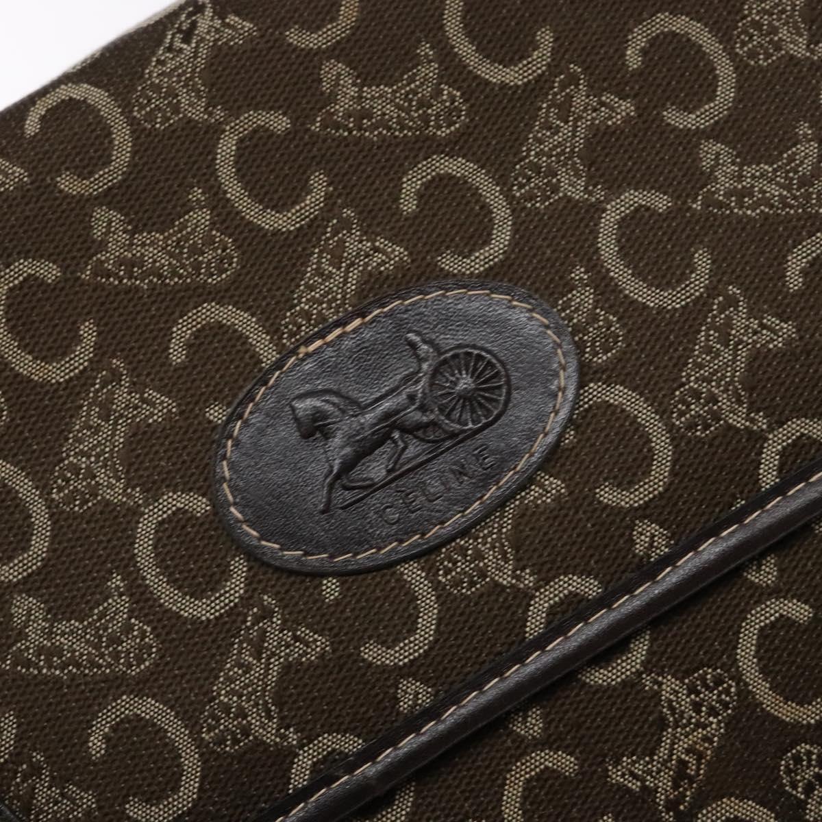 CELINE C Macadam Canvas Hand Bag Brown Gold Auth 135161