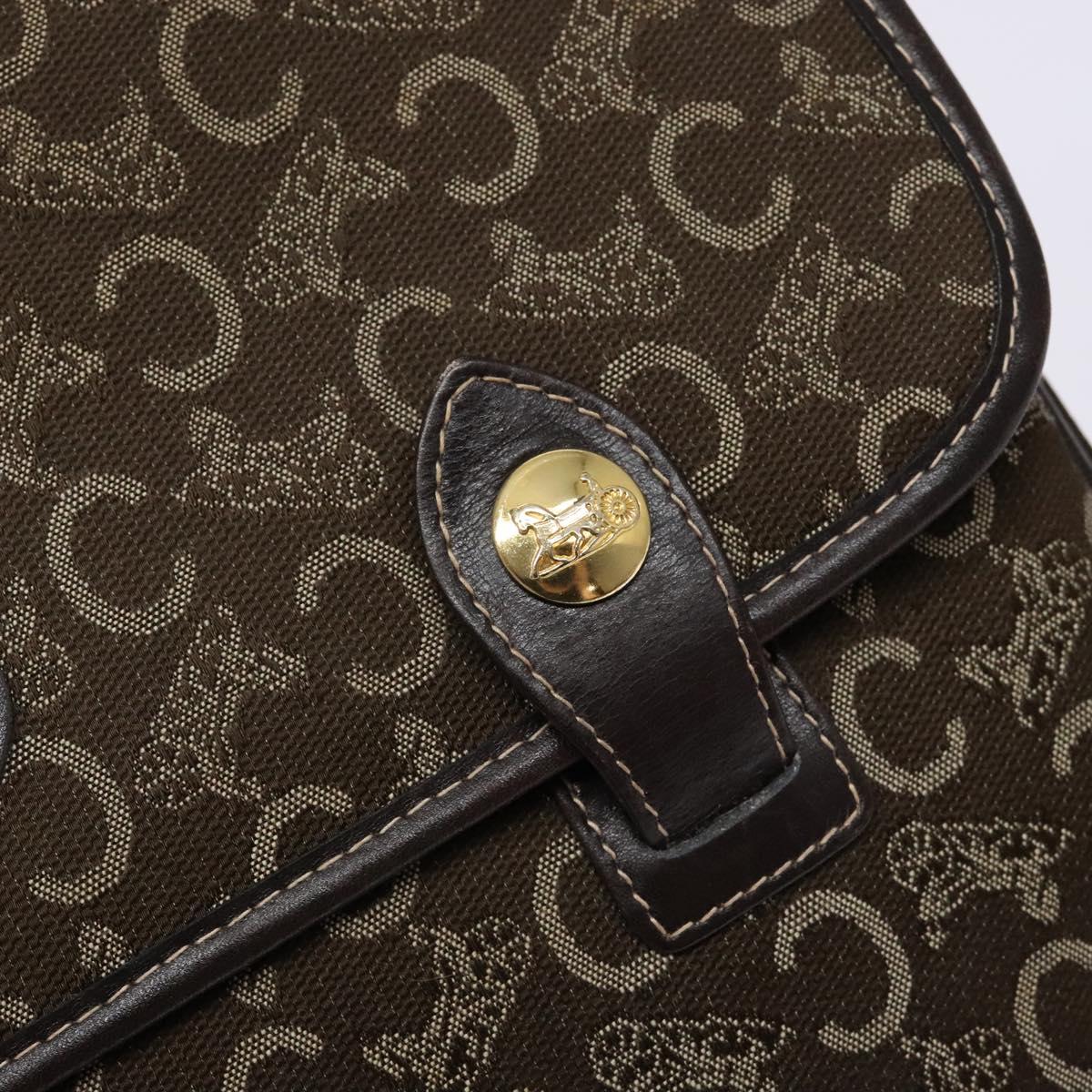 CELINE C Macadam Canvas Hand Bag Brown Gold Auth 135161