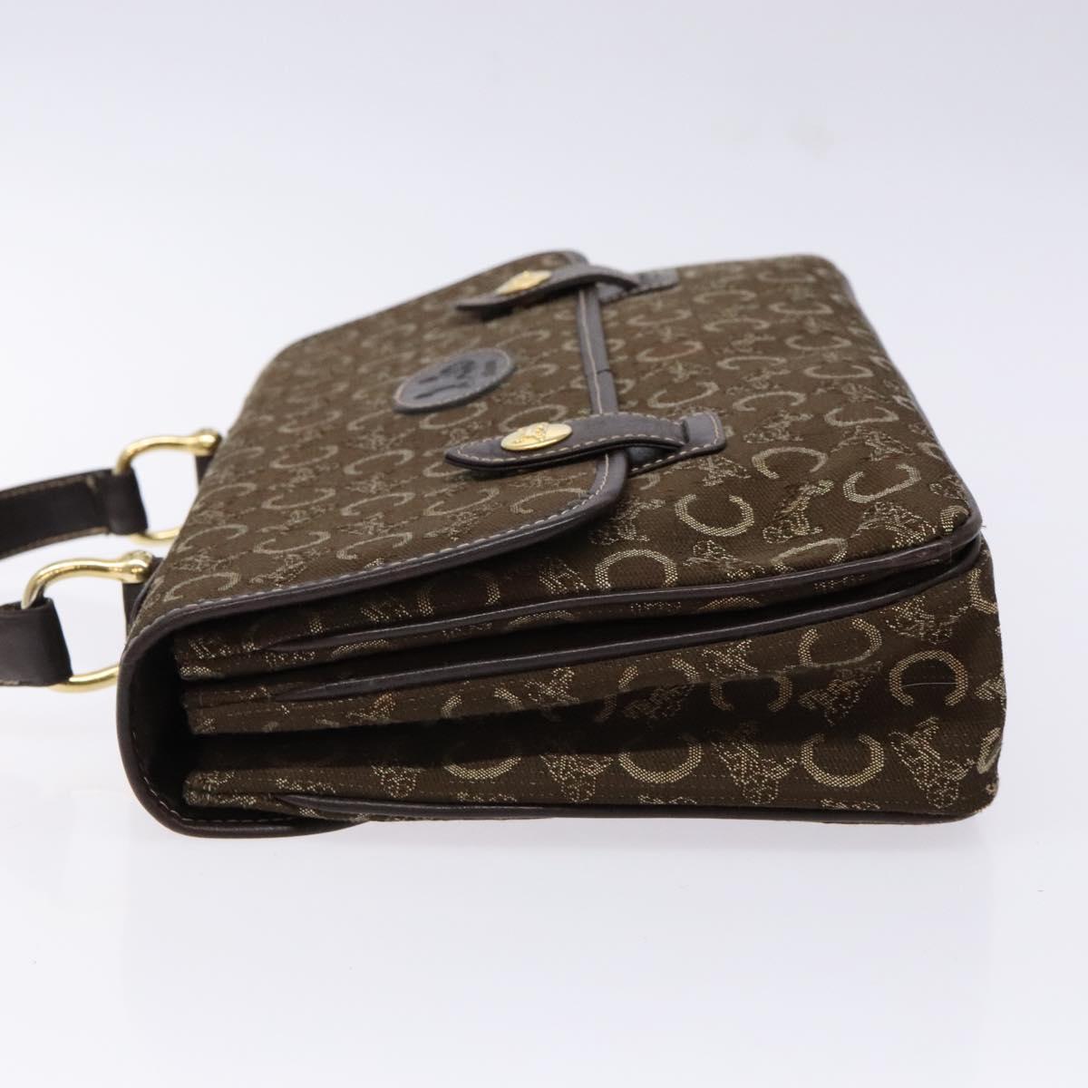 CELINE C Macadam Canvas Hand Bag Brown Gold Auth 135161
