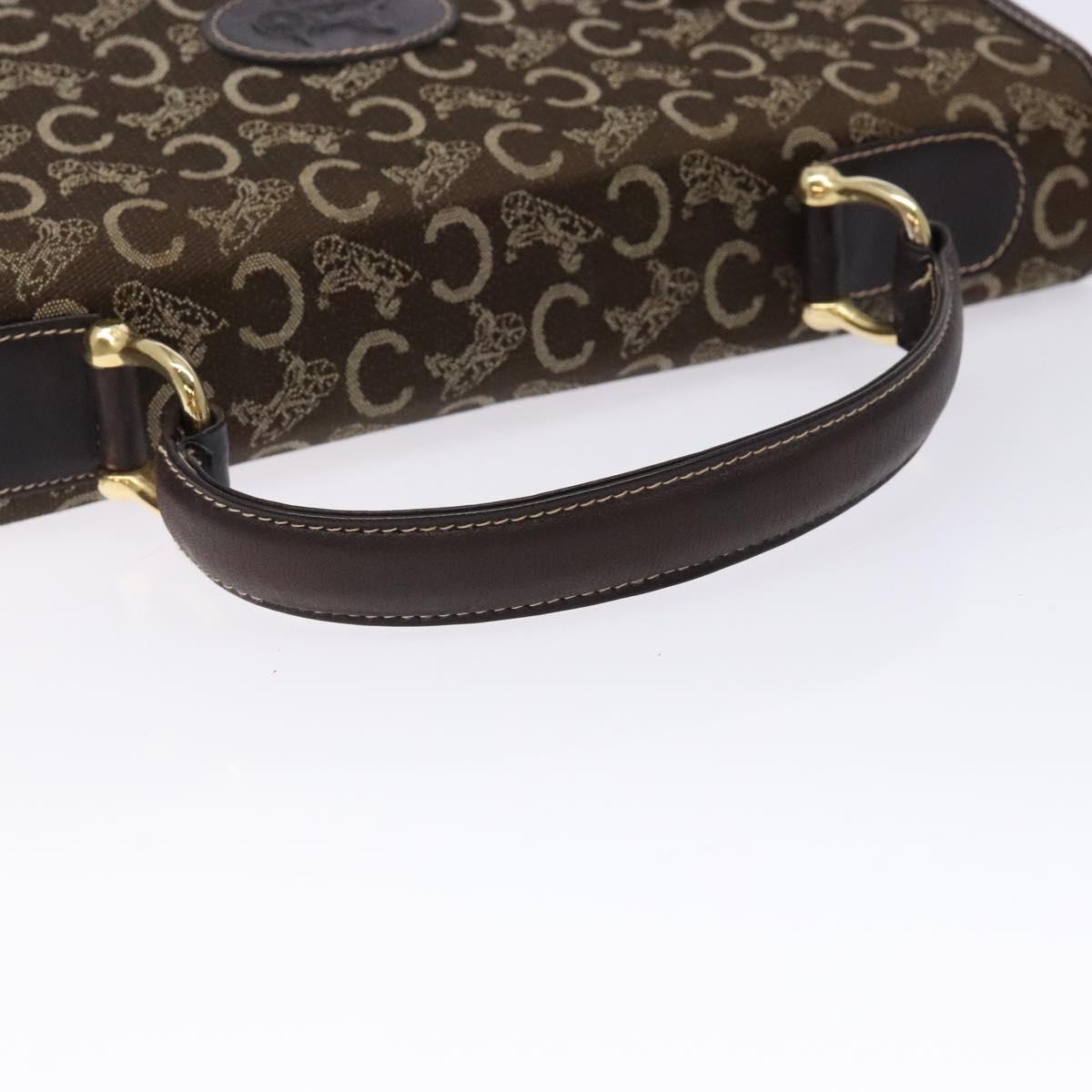 CELINE C Macadam Canvas Hand Bag Brown Gold Auth 135161