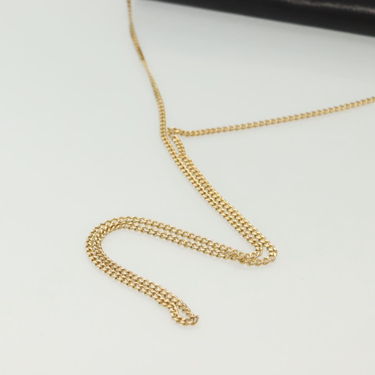 Christian Dior Chain Shoulder Bag Leather Black Gold Auth 135164