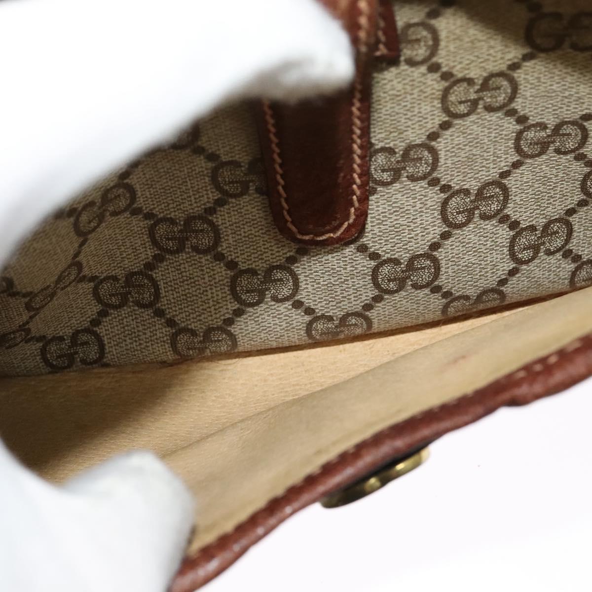 GUCCI GG Supreme Shoulder Bag PVC Beige Gold Auth 135178