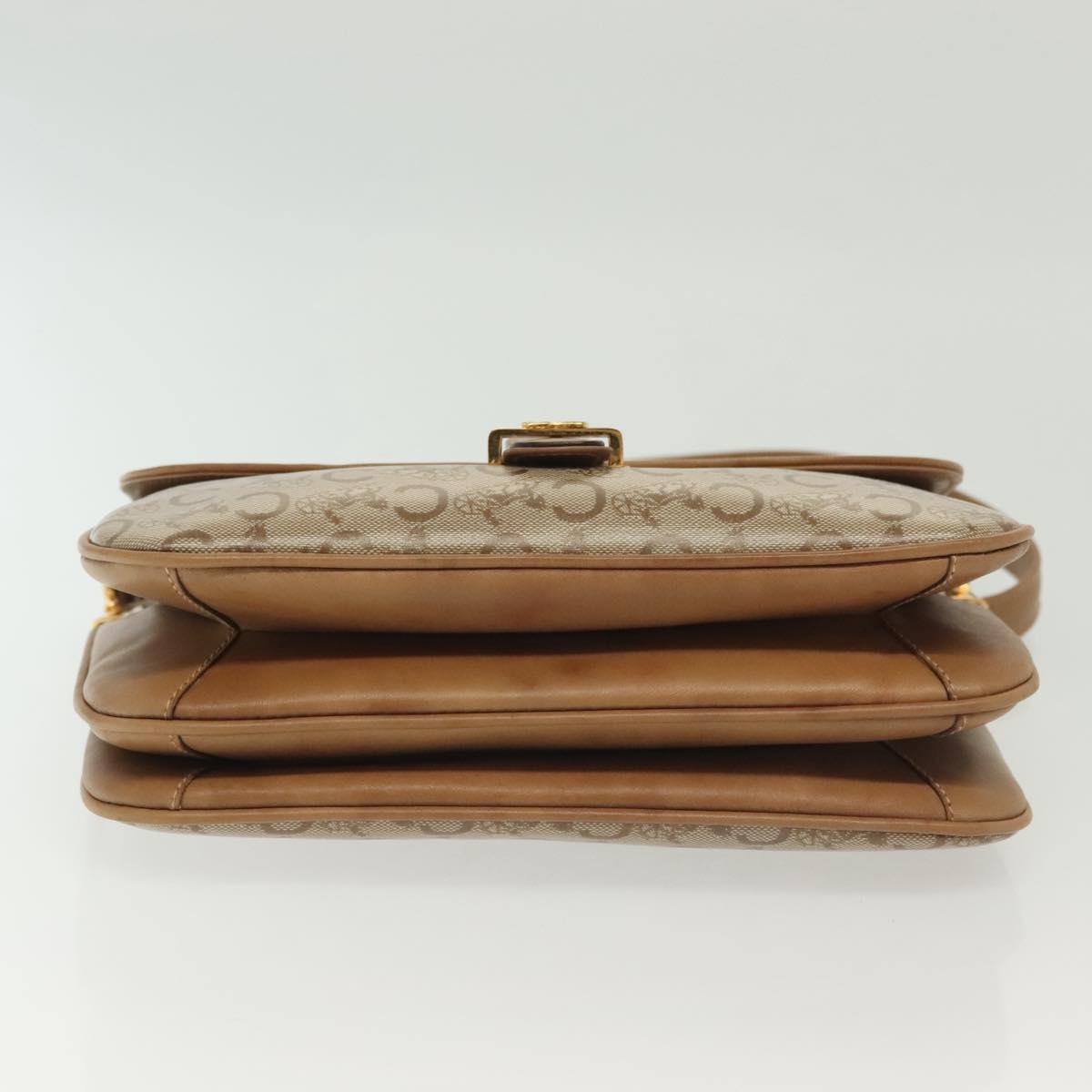 CELINE Macadam Canvas Shoulder Bag PVC Beige Gold Auth 135181