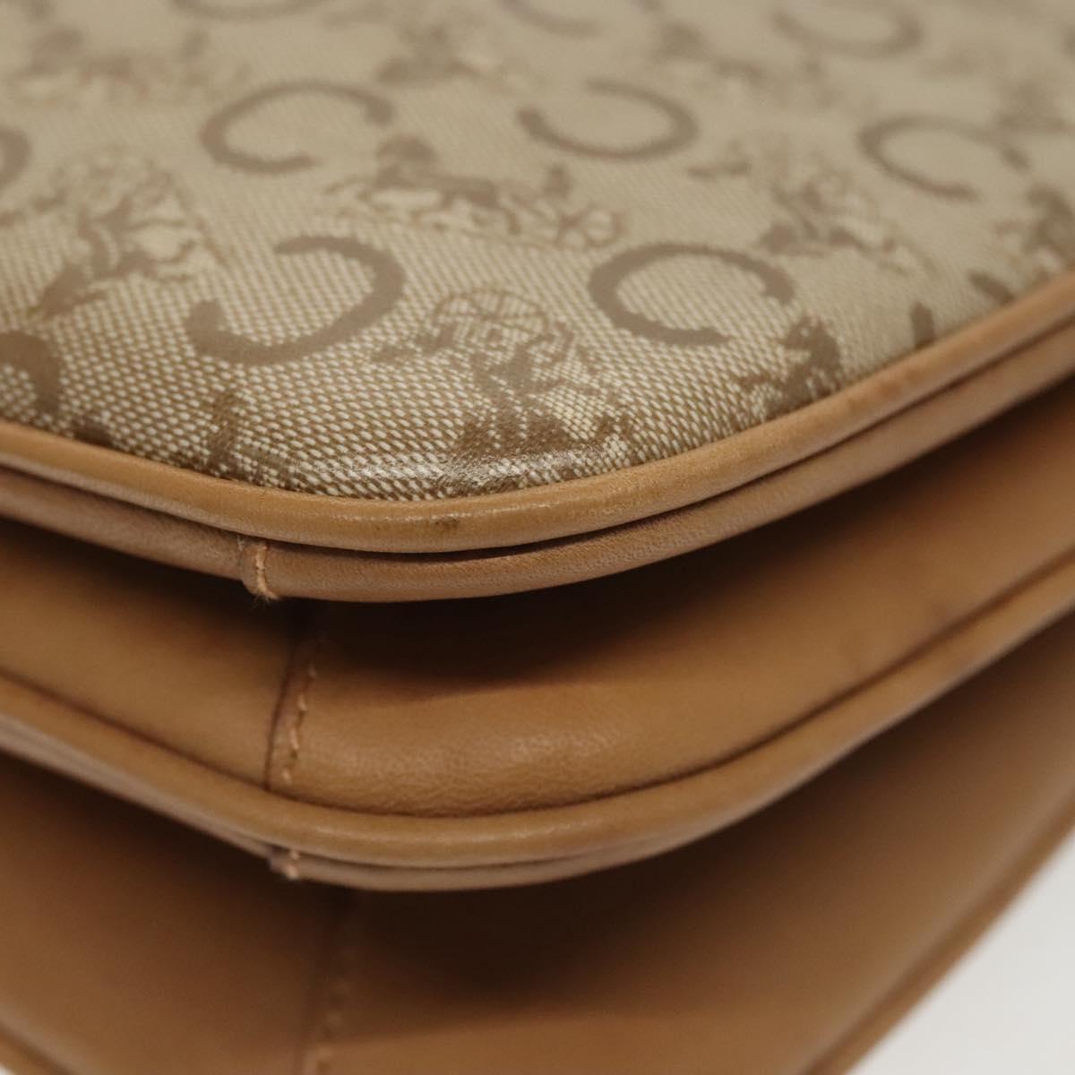 CELINE Macadam Canvas Shoulder Bag PVC Beige Gold Auth 135181