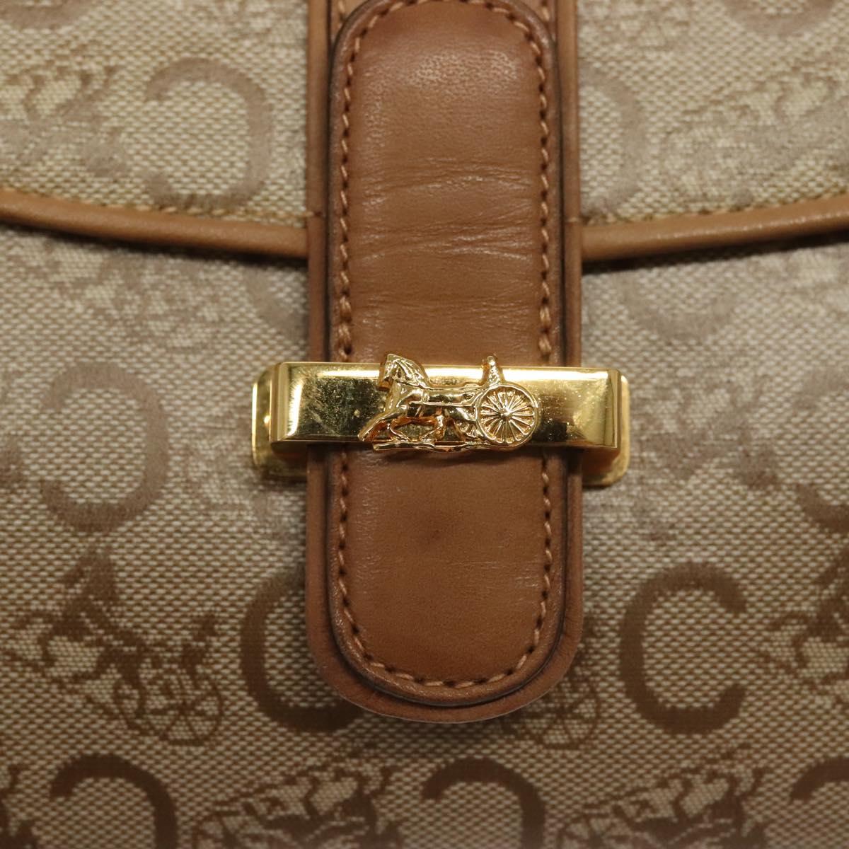 CELINE Macadam Canvas Shoulder Bag PVC Beige Gold Auth 135181