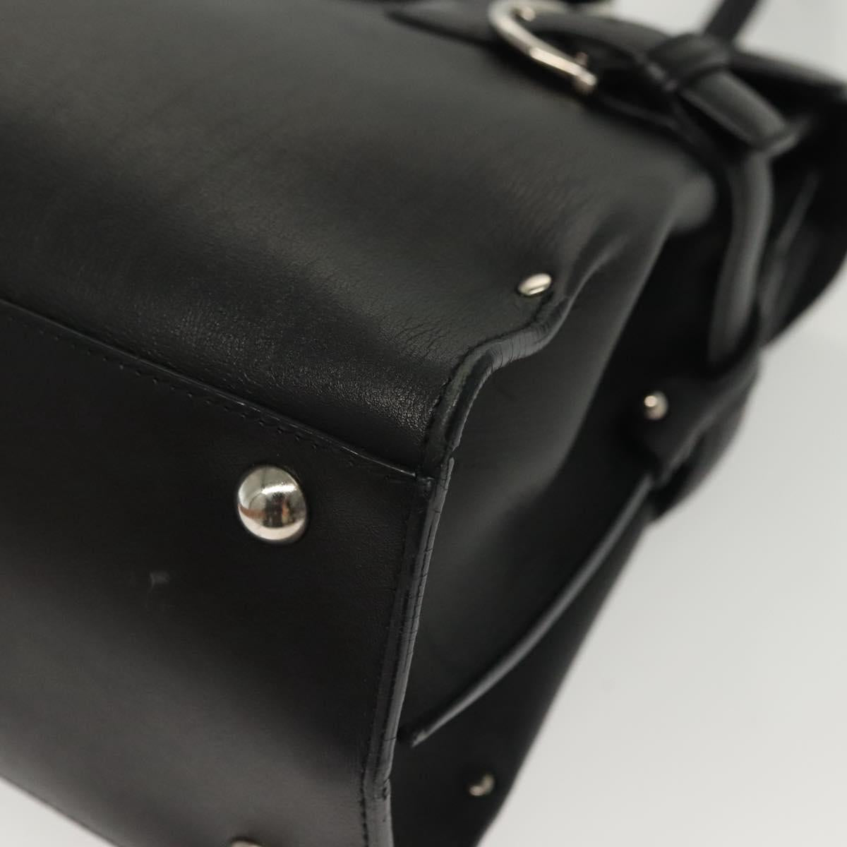 Salvatore Ferragamo Gancini Hand Bag Leather Black Silver Auth 135182