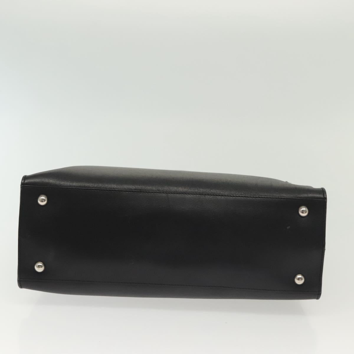 Salvatore Ferragamo Gancini Hand Bag Leather Black Silver Auth 135182