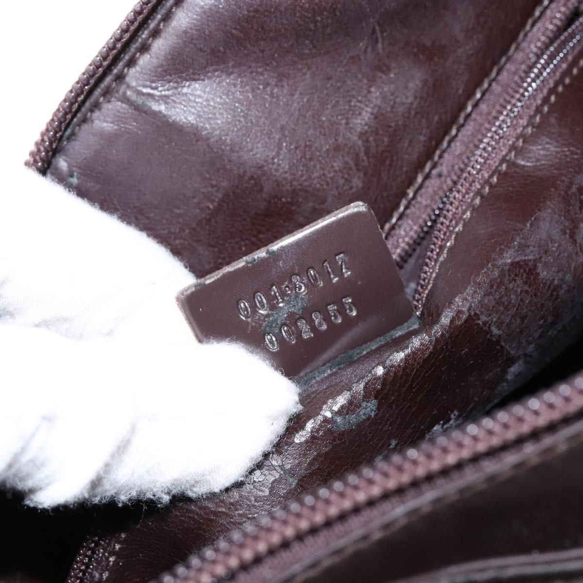GUCCI Shoulder Bag Nylon Brown Silver 001 3017 Auth 135184