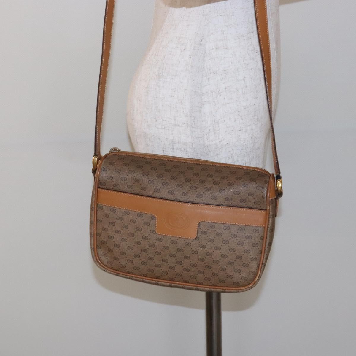 GUCCI Micro GG Supreme Shoulder Bag PVC Beige Gold 001 14 0412 Auth 135185