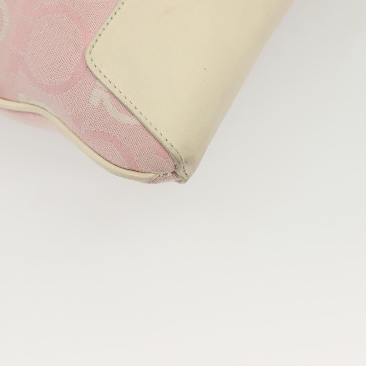 Salvatore Ferragamo Gancini Shoulder Bag Canvas Pink Gold Auth 135187